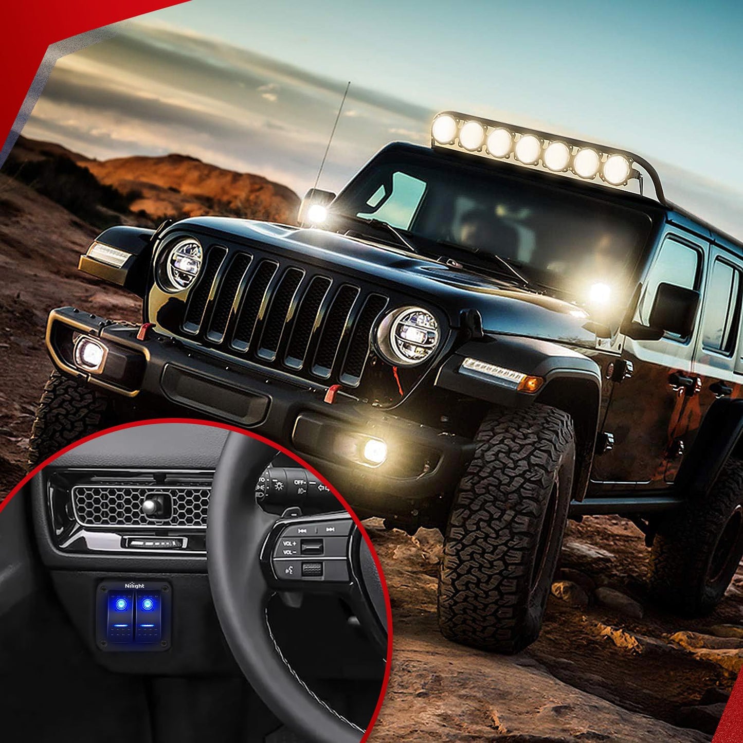 Nilight - NI -WA 06 LED Light Bar Wiring Harness Kit - 2 Leads 12V On Off Switch Power Relay Blade Fuse for Off Road Lights LED Work Light, 2 Years Warranty