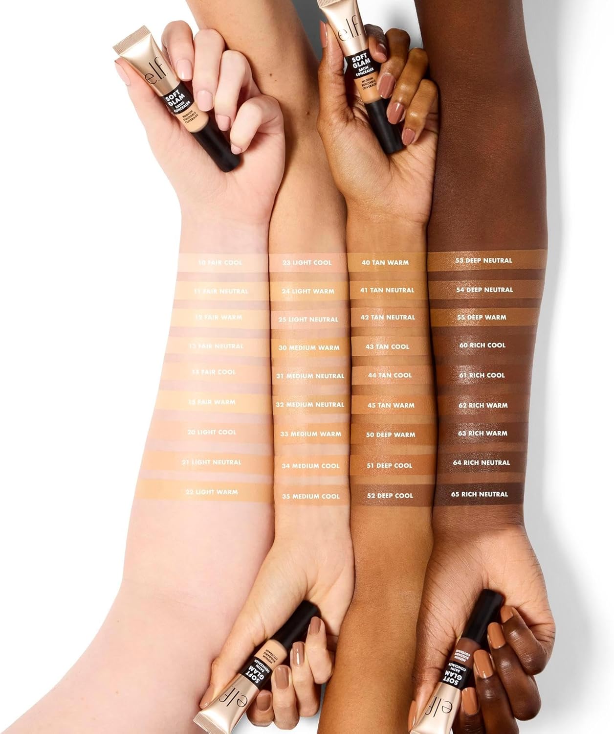 e.l.f. Soft Glam Satin Concealer, Mittlere Deckkraft für Unreinheiten & Unteraugen, knitterfest, langanhaltend, vegan & tierversuchsfrei, 10 Fair Cool