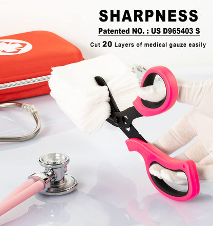 MEUUT 2 Pack Medical Scissors Trauma Shears for Left and Right Hand -Patented Bandage Scissors All Purpose with Non-Stick Blades, Surgical Grade Shears Stainless Steel EMT Scissors for Nurses EMT