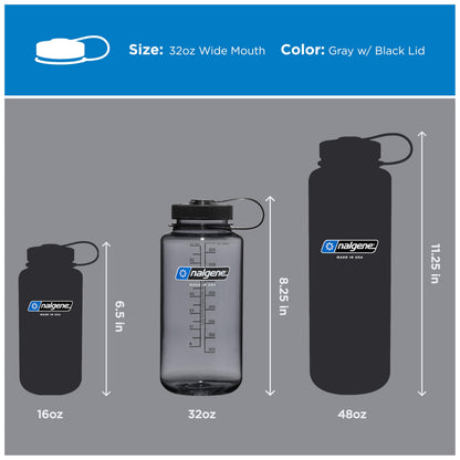 Nalgene 32 oz Wide Mouth Water Bottle | BPA-Free, Durable & Leak Proof, Lightweight Bottle for Hiking & Gym, Work & Travel
