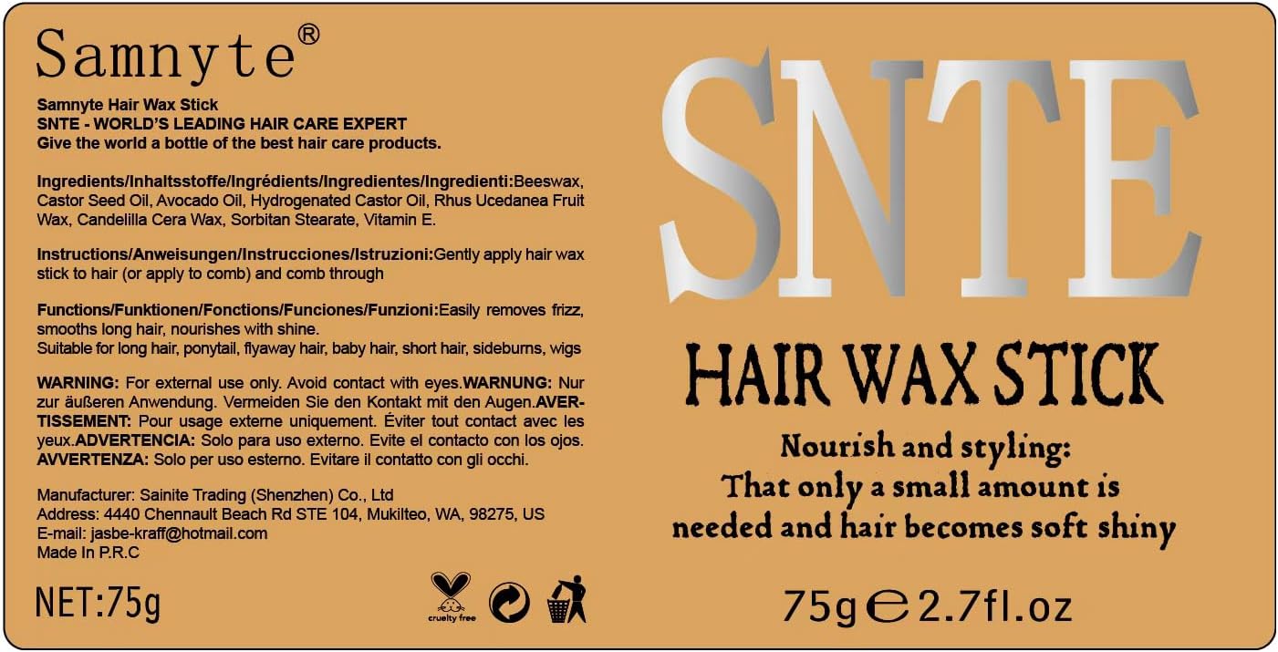 Haarbürste für Sleek-Look, Haarwachs-Stick für glatte abstehende Haare, gegen Frizz, für elegante Pferdeschwänze, Dutts – Gel, Pomade, Balsam-Stick für Frauen – Styling-Accessoires für Mädchen, Kinder