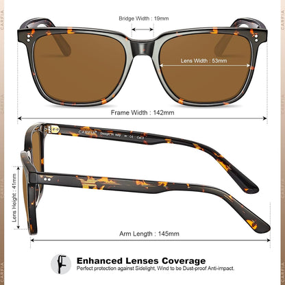 CARFIA Square Polarized Sunglasses for Men