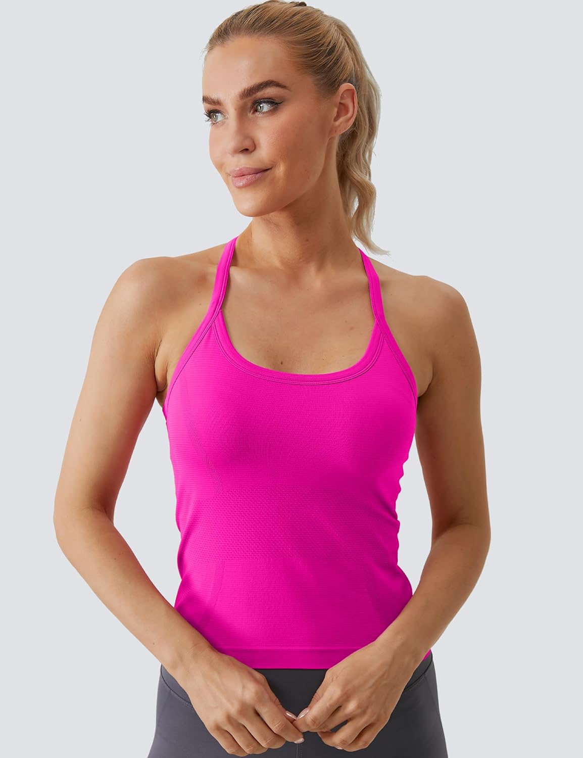 MathCat Workout Tank Tops für Damen mit integriertem BH, ärmellose Gym Tops Nahtlose Racerback Athletic Yoga Shirts