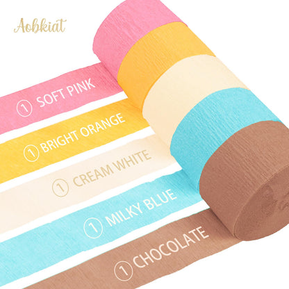 AOBKIAT Decoraciones para Fiesta de Bodas, 5 Rollos de Serpentinas de Papel Crepé Color Verde Oliva Caqui para Bodas Boho Verdes, Cumpleaños, Despedidas de Soltera/Bebé