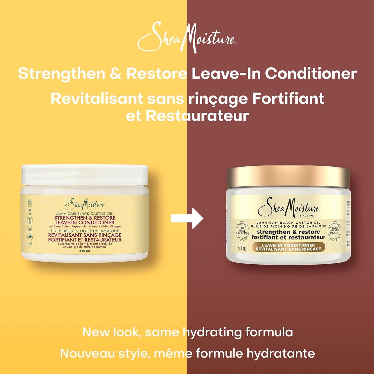SheaMoisture Jamaican Black Castor Oil Stärke & Aufbau für strapaziertes oder chemisch behandeltes Haar Leave-In Conditioner tierversuchsfreie Haarpflege 340ml