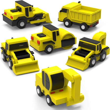Tub Works® Construction™ Trucks Mold Free Bath Toys, 6 Pack | Sealed, No Hole Design Keeps Moisture Out | Soft, Squeezable & Float on Water | Baby & Toddler Bath Toys | Kids Car Toys