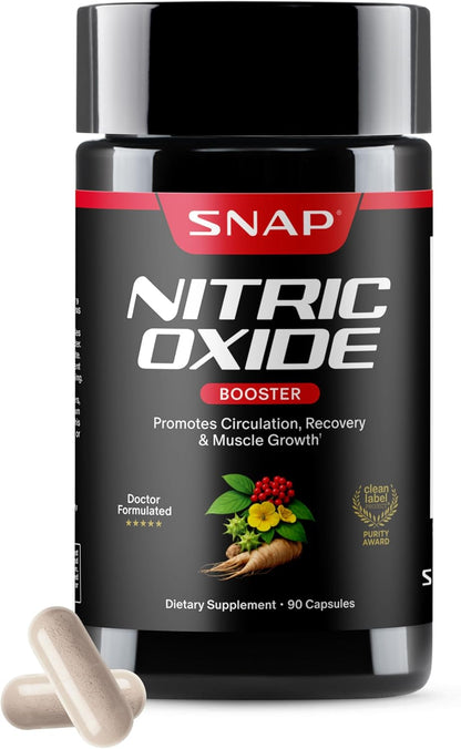 SNAP Supplements Nitric Oxide Booster, Performance Formula for Stamina & Endurance, 90 Count