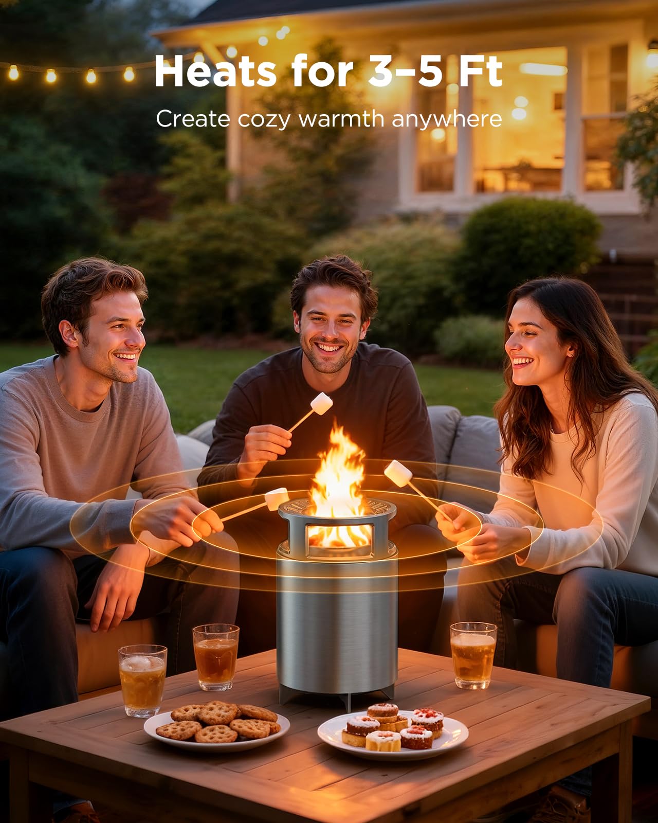 CIAYS Smokeless Firepit, 19 Inch Fire Pit for Camping with Patented Technology, Portable Fire Pit for Outside with Steel Grill Rack, Fire Poker, and Bag, Easy Setup and Storage, Wood Burning
