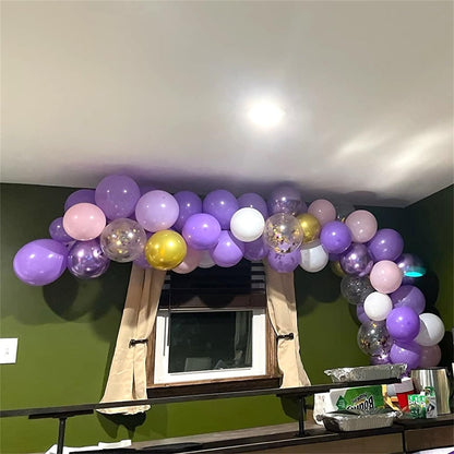 Pastellrosa und lilafarbene Ballons, 12-Zoll-Metallic-Lila-Flieder-Pink-Konfetti-Ballon-Set für Mädchen, Frauen, Kpop, Schmetterling-Geburtstag, Babyparty, Brautparty, Hochzeit, Prinzessin, Disco, Musikparty-Dekorationen