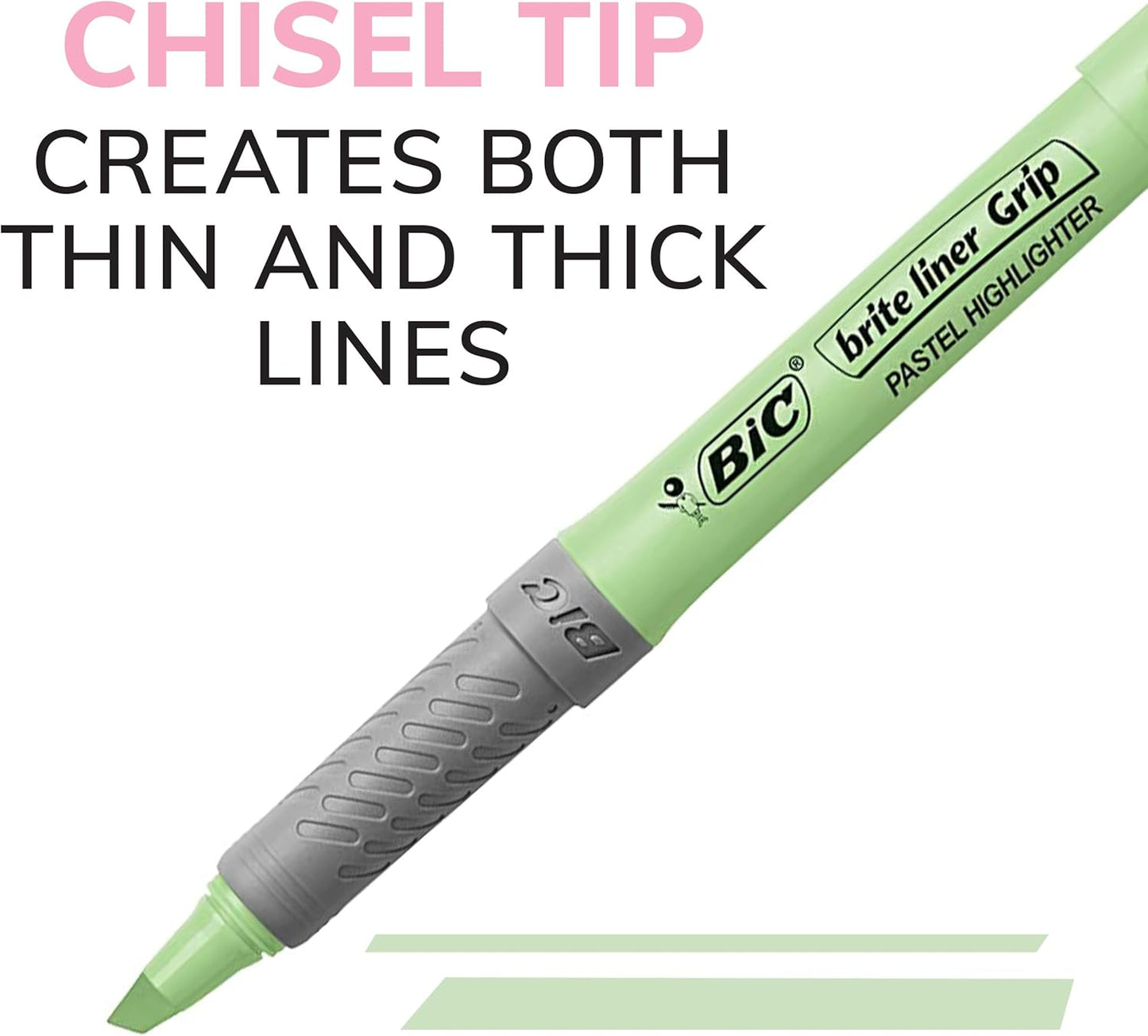 BIC Brite Liner Textmarker-Set Pastell, Keilspitze für feine und breite Linien, 6er-Pack in verschiedenen Farben