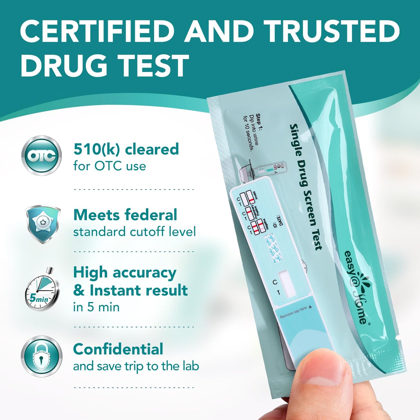 Easy@Home Marihuana Urin-Drogentest-Kit [15er-Pack] - THC-Tests für den Heimgebrauch - Testkits zum Nachweis von Marihuana mit 50 ng/ml Cutoff-Grenzwert #EDTH-114