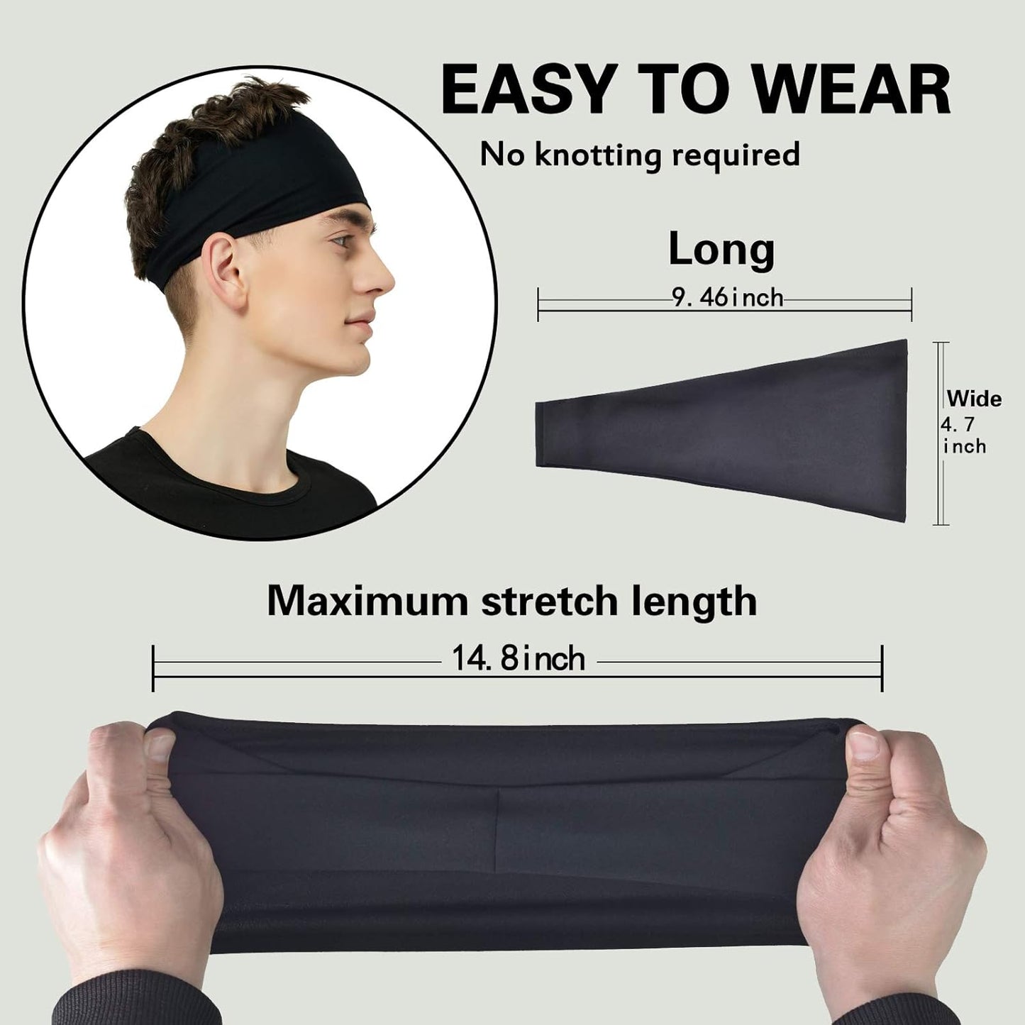 Sport Stirnbänder für Herren (5er Pack), Feuchtigkeitsableitendes Workout-Stirnband, Schweißband Stirnbänder zum Laufen, Radfahren, Fußball, Yoga, Haarband für Damen und Herren