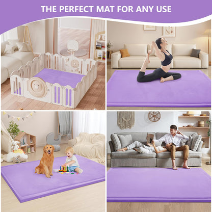 Huloo Sleep Ultra Soft Baby Spielmatte für den Boden, 3,3 cm dicke Elasti-Foam 127x127 cm Laufgittermatte für Kleinkinder, rutschfeste Rückseite, sicher zum Krabbeln und für die Bauchlage, Tatami-Stil (Dunkelgrau)
