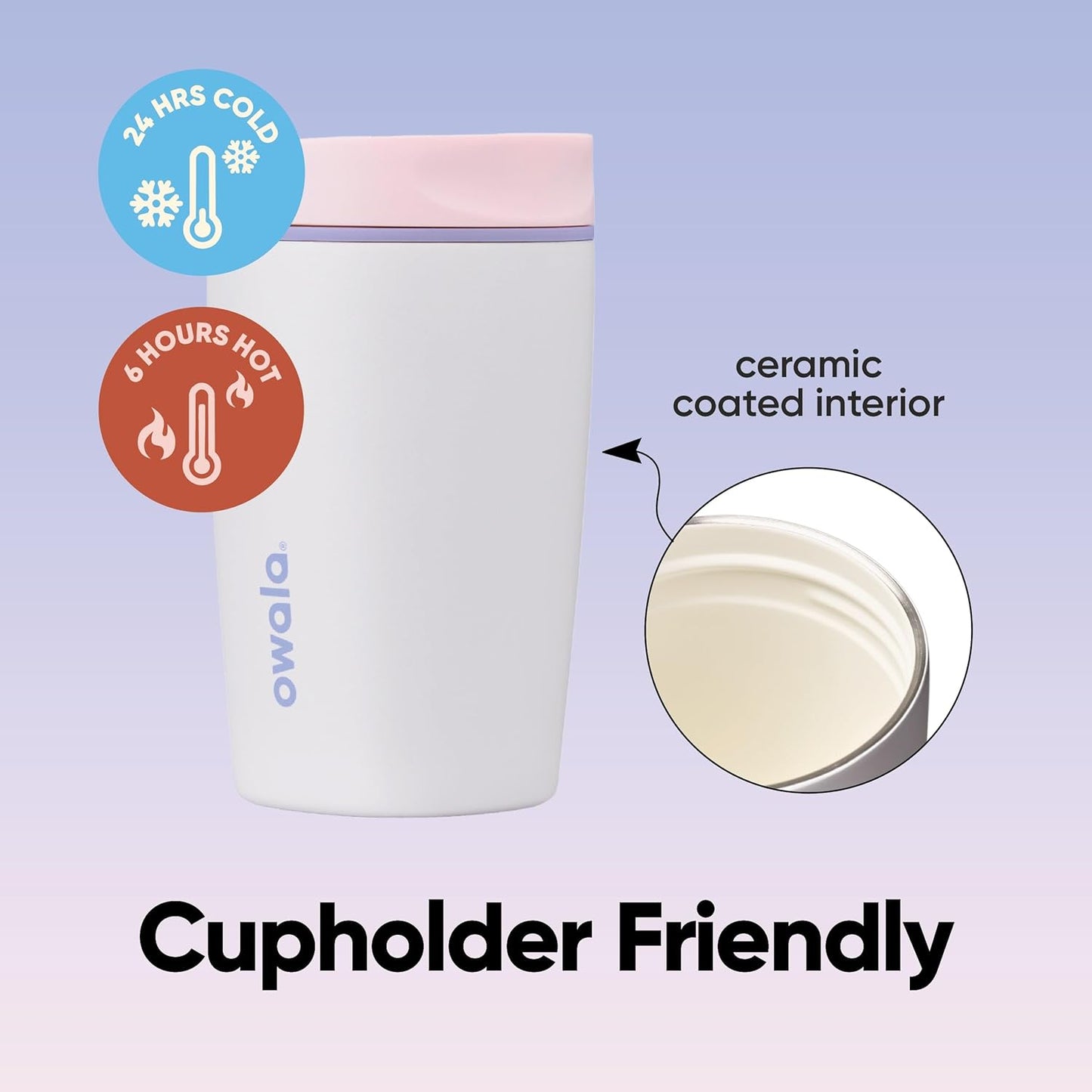 Owala SmoothSip Slider Ceramic-Lined Insulated Stainless Steel Coffee Tumbler