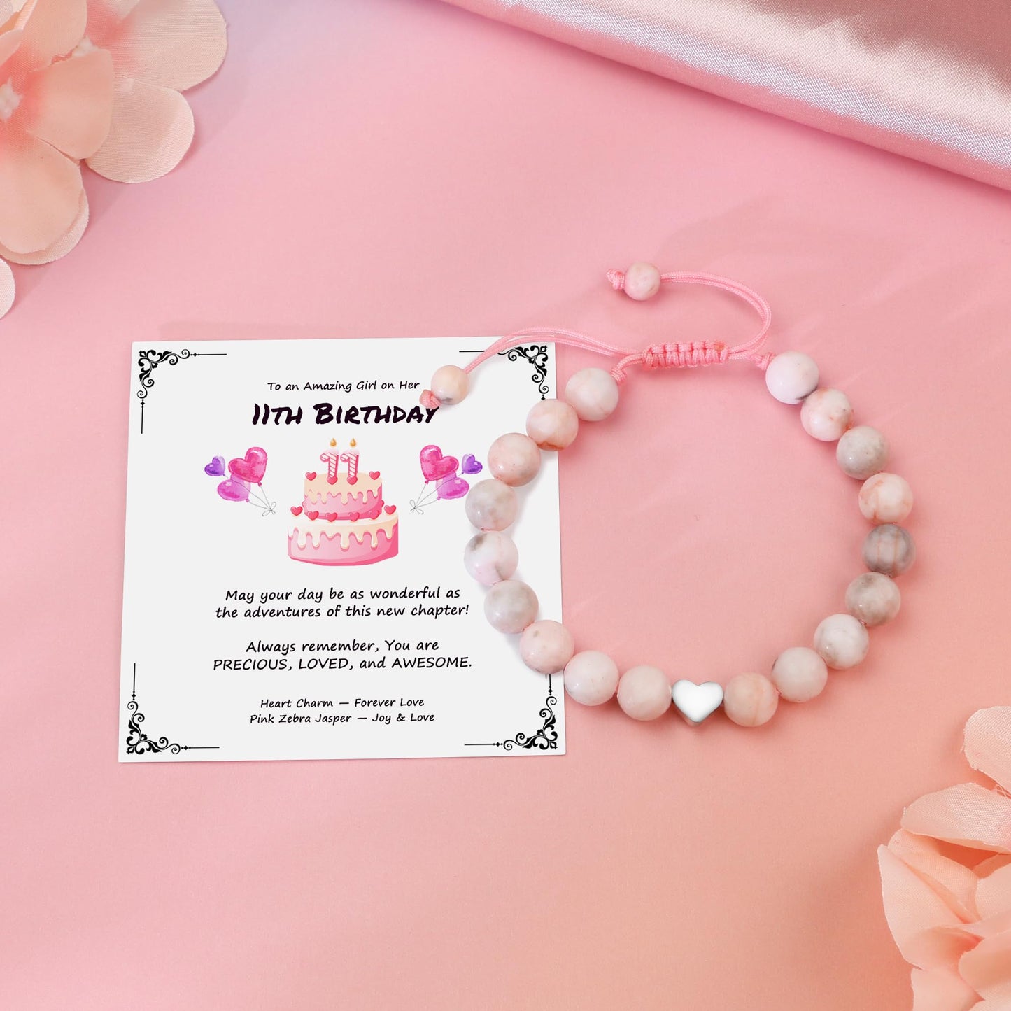 Sereney 5 Jahre altes Mädchen Geburtstagsgeschenkideen, verstellbares rosa-weißes Perlenarmband als Fünf-Jahres-5-Jahre-altes 5. Geburtstagsgeschenk für Teenager-Mädchen, Tochter, Nichte, Enkelin