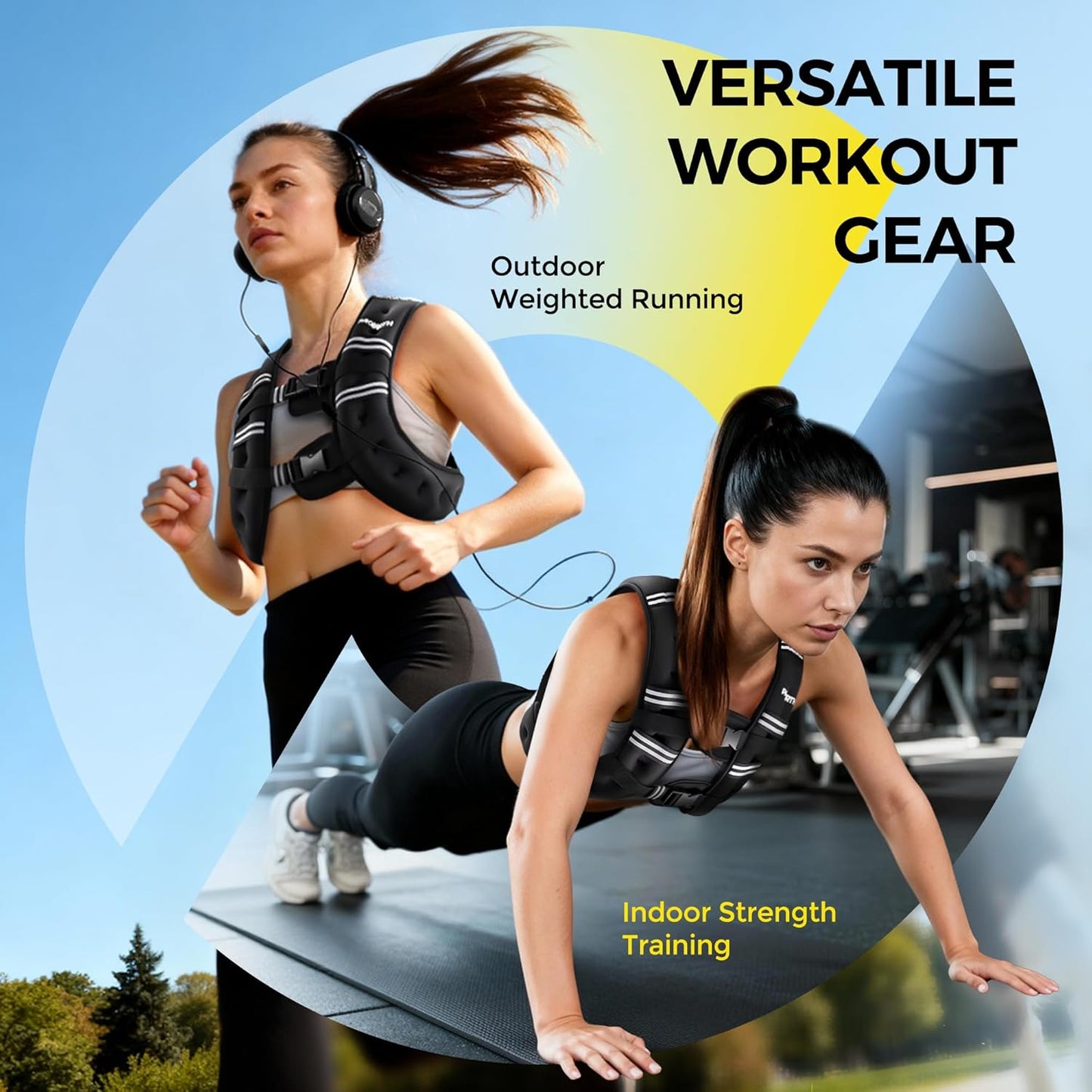 PACEARTH Gewichtsweste, 2,7 kg/4,5 kg/5,4 kg/7,2 kg/11,3 kg/13,6 kg Gewichtsweste mit reflektierendem Streifen, verstellbare Gewichtsweste für Männer und Frauen Training, Krafttraining, Laufen, Gehen, Joggen