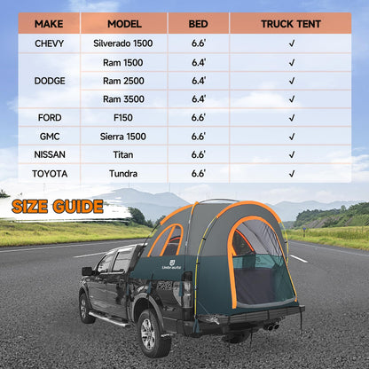 Truck Bed Tent 5.5-6ft: Easy Set Up Umburato Pickup Truck Tents for Camping, Waterproof PU3000mm Canopy for Truck Camper, Portable, Spacious for 2 Person Green