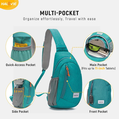 HALOVIE Anti-Diebstahl Sling Bag RFID-Reise-Sling-Rucksack Leichtgewicht Wander-Umhängetasche Brusttasche zum Spazierengehen Arbeiten