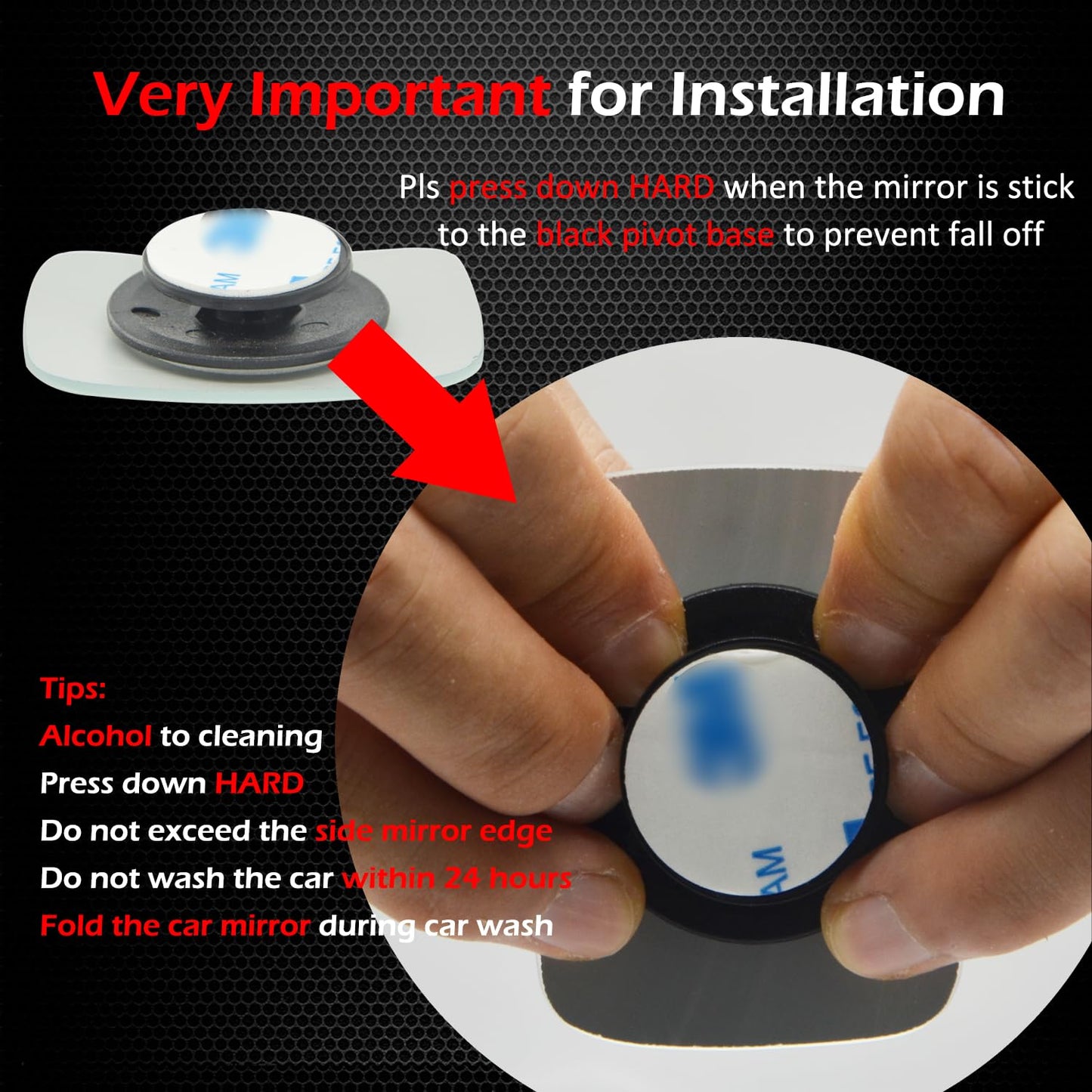 Ampper Blind Spot Mirror, 2" Round HD Glass Frameless Convex Rear View Mirror, Pack of 2