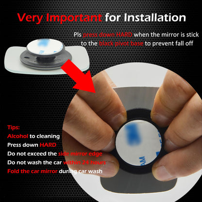 Ampper Blind Spot Mirror, 2" Round HD Glass Frameless Convex Rear View Mirror, Pack of 2