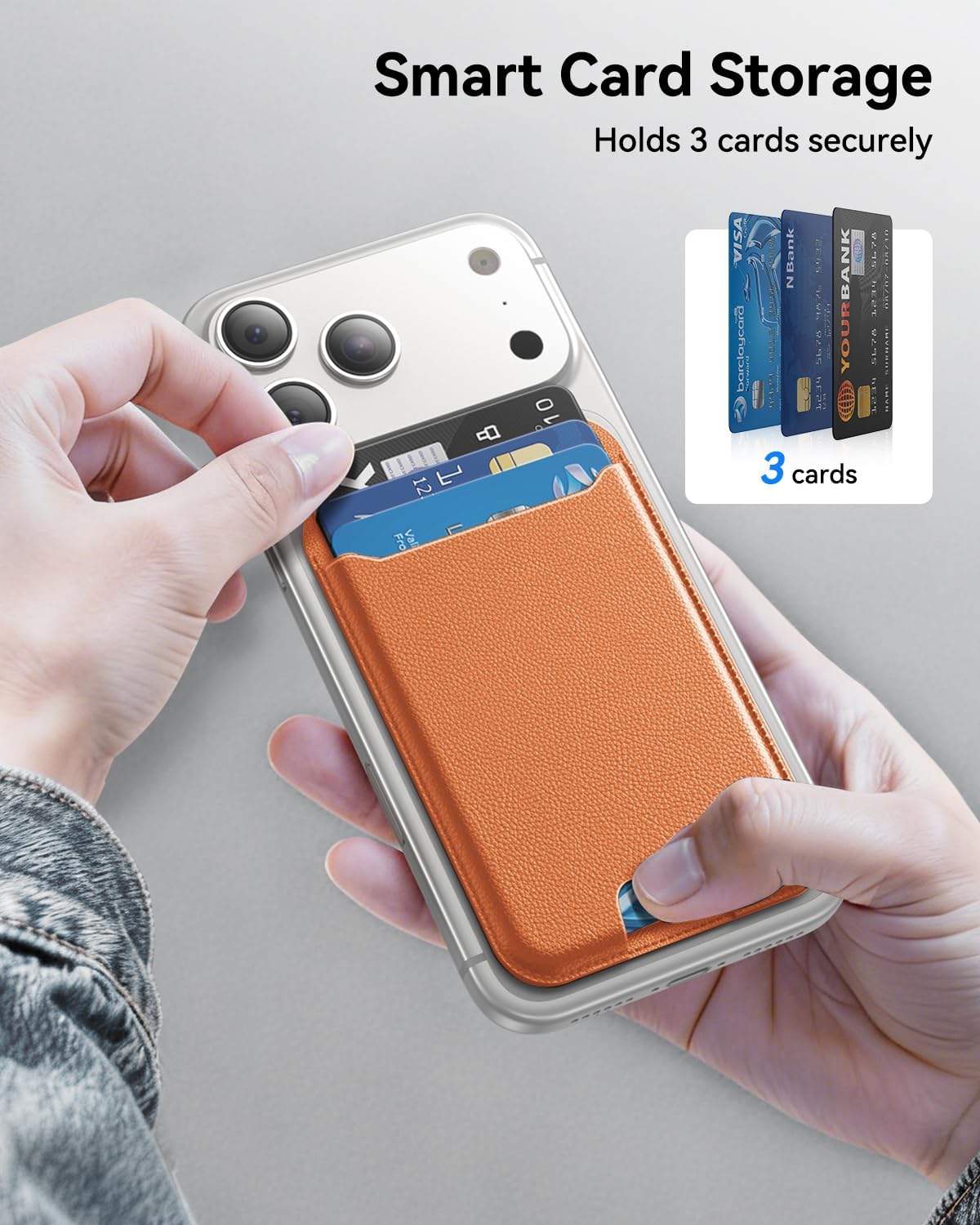 für MagSafe Wallet, 3 Kartenfächer, magnetische schlanke Handy-Geldbörse für iPhone 17/16/15/14/13/12 Pro Max Plus Air Serie, RFID-blockierendes veganes Leder, Schwarz