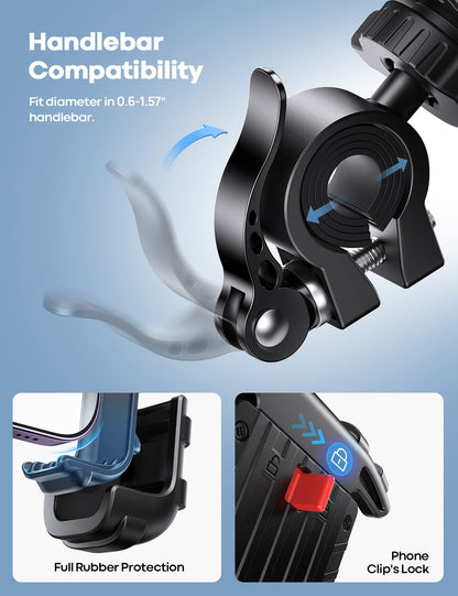 Lamicall Fahrrad Handyhalterung Motorrad Halterung - Motorrad Handyhalterung, Lenker Handy Klemme, Roller Handyclip Geschenke für iPhone 17 Air Pro Max, 16 15 Plus, S20, 4.7 bis 6.8 Zoll Smartphones