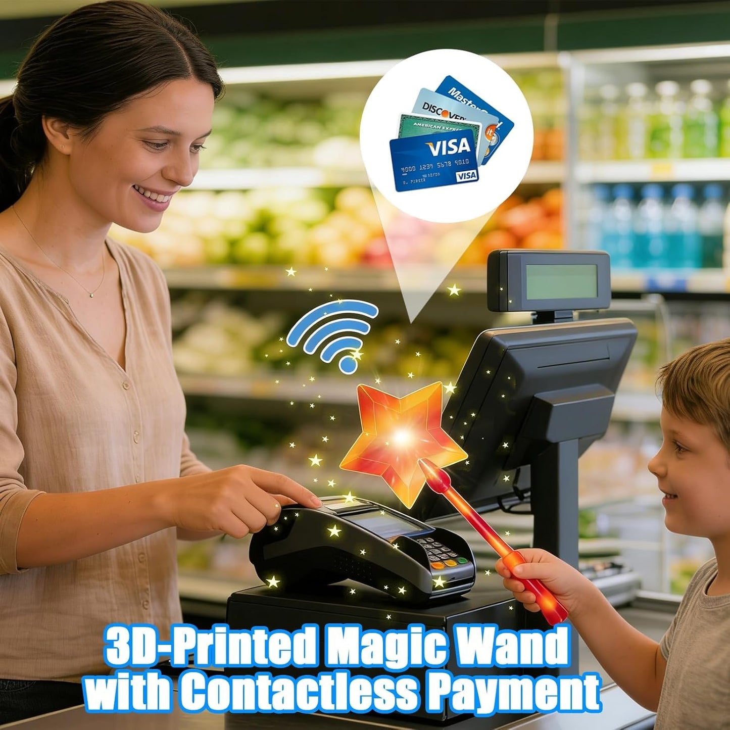 2 Pack 3D Printed Wand Tap to Pay, 2026 Upgrade Star Magic Fairy Pay Wand, Starlight Magic Wand Contactless Payment Card Holder, Suitable Scenarios for Card Payment, Easy Checkout