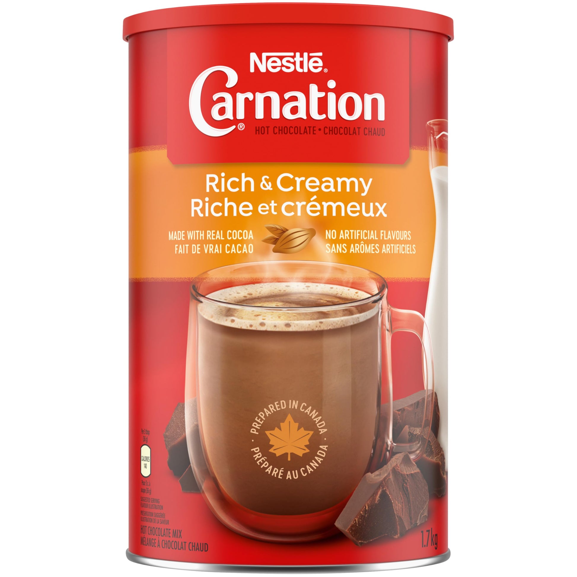 CARNATION Nestle Rich and Creamy Hot Chocolate, 1.7kg/3.7lbs, Canister, Imported from Canada)