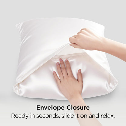 Bedsure Satin-Kissenbezug, Queen-Size, 2er-Pack, Seidenkissenbezügen ähnlich, seidige Kissenhüllen mit Hotelverschluss, Raumdeko, Valentinsgeschenke für Frauen und Männer, Grau, 50x75 cm