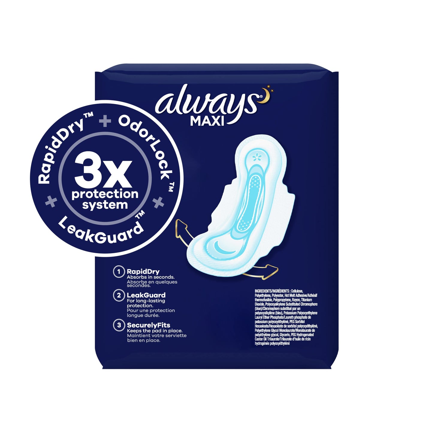Always Maxi Overnight Damenbinden mit Flügeln, Größe 5, Extra Starker Auslaufschutz für die Nacht, Unparfümiert, 36 Stück