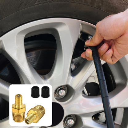 2pcs Brass Air Inflator Adapter, 1/4" NPT (M) to Standard Valve for Schrader (M) Tire Inflator Connector for Auto Tyre Valve Adapter for Presta Air Compressor Portable Air Hose Air Chuck