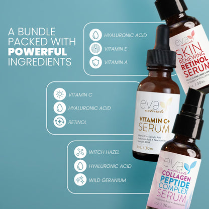 Eva Naturals Vitamin C Serum für das Gesicht – Anti-Aging Dark Spot Remover mit Retinol, Hyaluronsäure, Niacinamid & Salicylsäure – Gesichtsserum für Frauen für klare, glatte, strahlende Haut