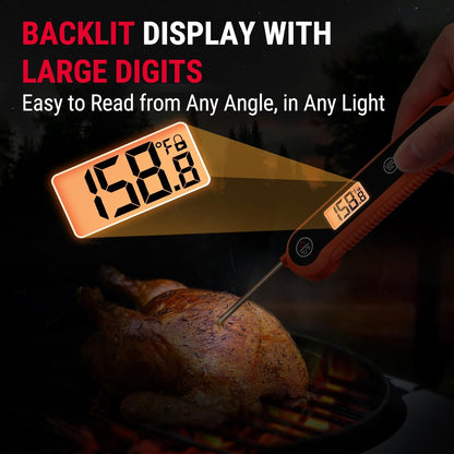 TempPro Digitales Sofortablese-Fleischthermometer zum Grillen, wasserdichtes Küchen-Lebensmittelthermometer mit Kalibrierfunktion und Hintergrundbeleuchtung, zum Backen von Brot, Süßigkeiten, Kochwerkzeug, Utensilien (zuvor ThermoPro)