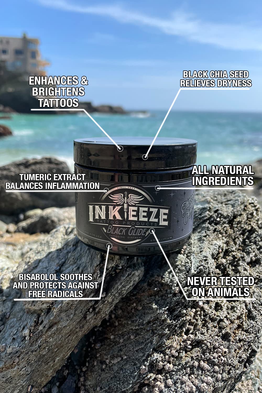 INK-EEZE Purple Tattoo Ointment Bundle 2-Pack, For Artists and Aftercare, Cruelty Free, Petroleum Free, Made in USA, 2-Pack 6oz Jars