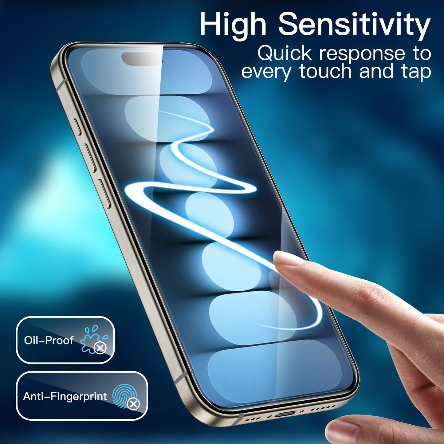 JETech Displayschutzfolie für iPhone 16 6,1 Zoll, gehärtetes Glas mit einfachem Installationstool, Case-Friendly, HD Klar, 3 Stück