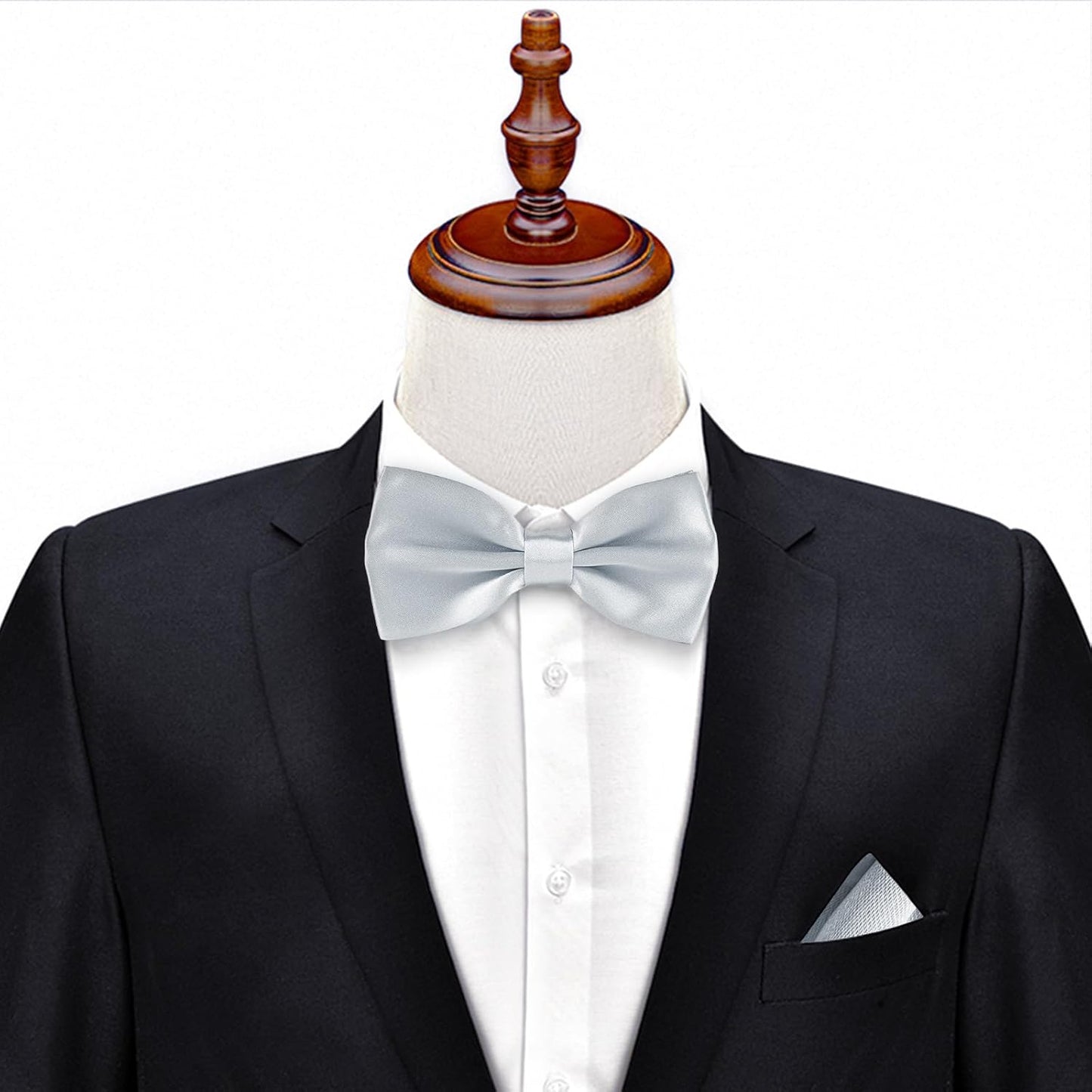 Verstellbare Herren-Fliege, einfarbig, doppelt gefaltet, vorgebunden für Dinner, Hochzeiten, Partys, Business, Bälle