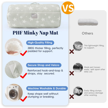 PHF Toddler Nap Mat with Removable Pillow and Minky Blanket, Rollup Design Kids Sleeping Mat, Slumber Bags for Boys, 55"x23" Toddler Sleeping Bag for Daycare Preschool Travel Camping, Space