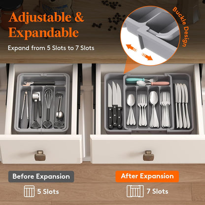 Lifewit Besteck Organizer, erweiterbarer Utensilien Organizer für die Küche, Utensilienhalter, verstellbarer Besteckkasten Schubladen Organizer für Löffel, Messer, Küchen Organizer und Aufbewahrung, Schwarz