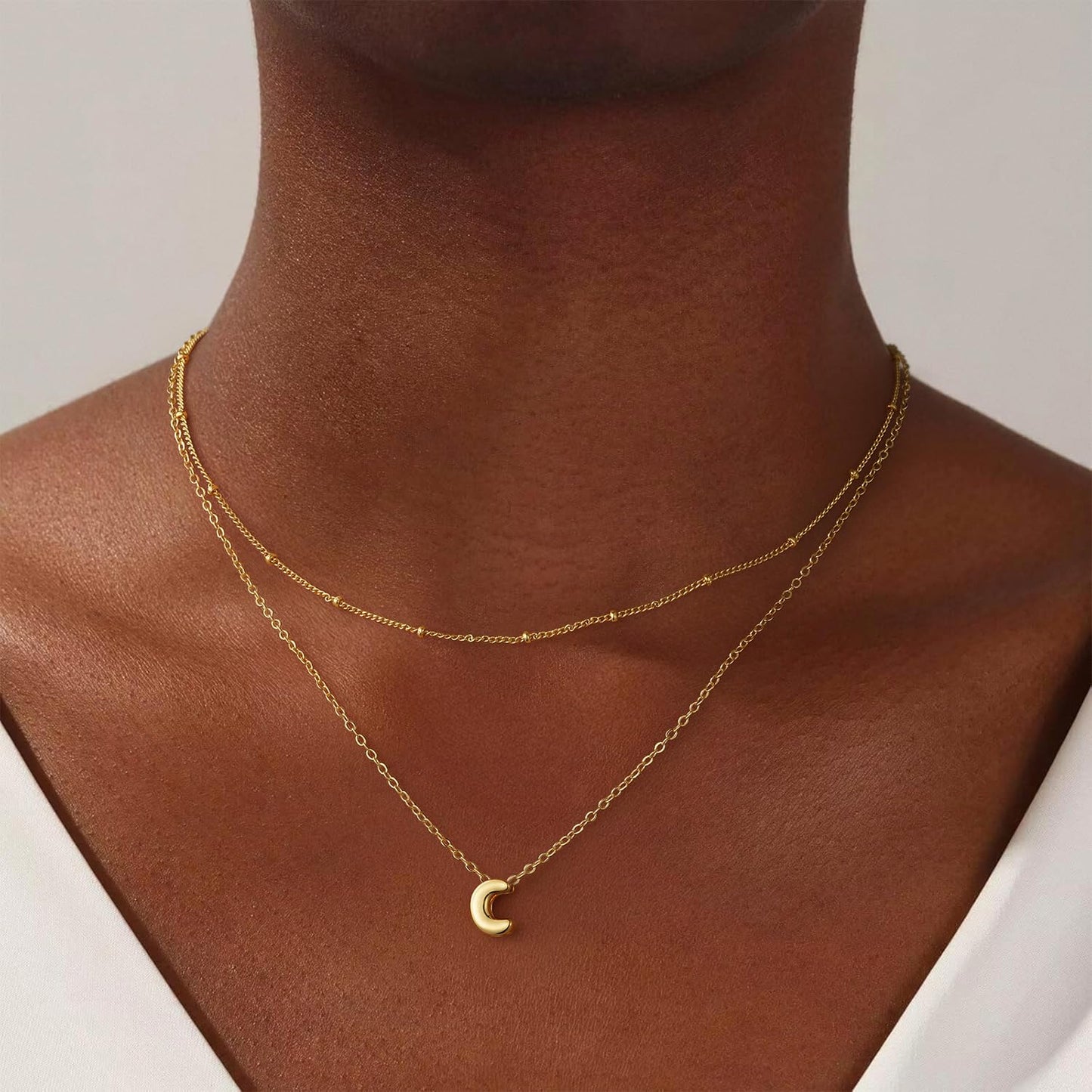 Thaivor Osterkorb-Füller – Initialen-Halsketten für Frauen, 14K vergoldete Bubble Letter Halskette, geschichtete zierliche süße Choker-Anhänger, Stapel-Schmuck, Mode-Accessoires, Teenager-Trendgeschenk