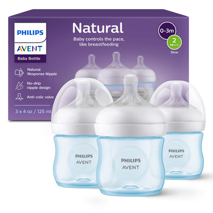 Philips Avent Natural Baby Bottle with Natural Response Nipple (Medium Flow,Flow 3), 9oz, SCY903/01