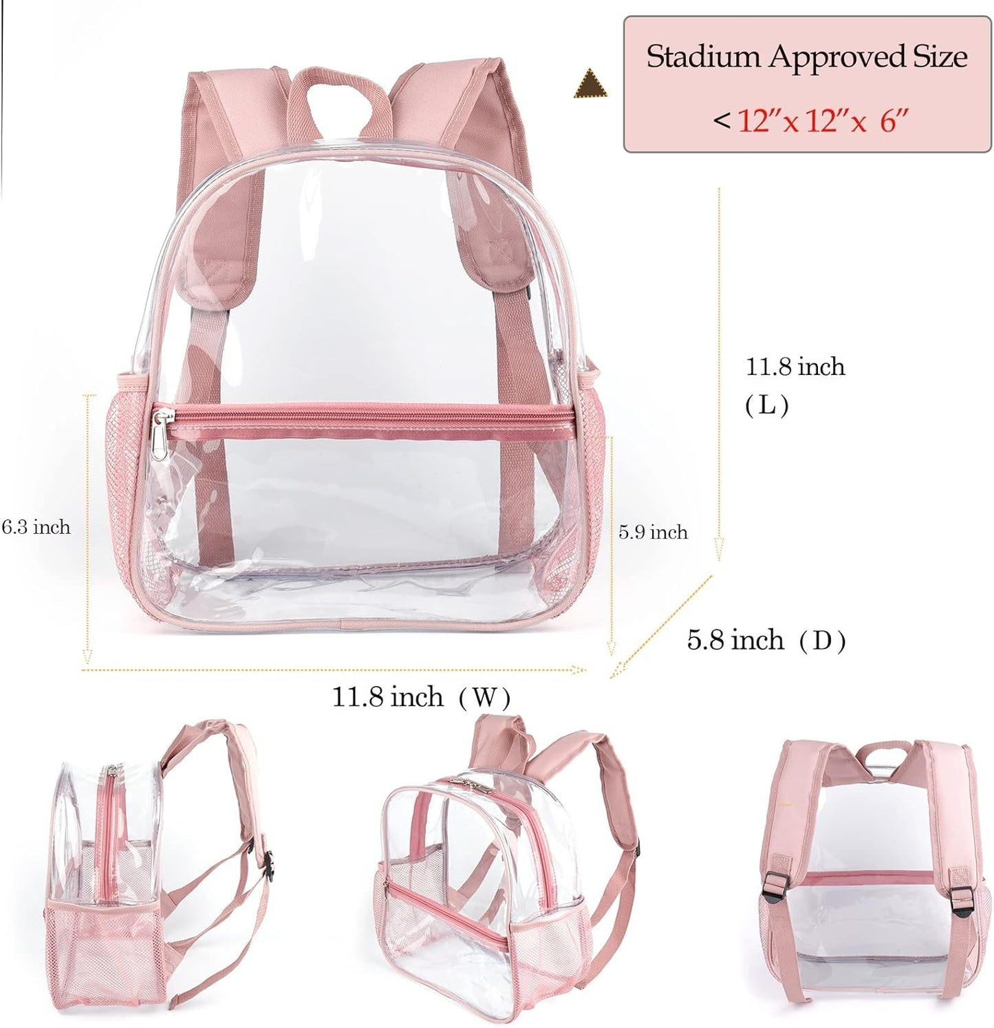 Mini Transparenter Rucksack 12x12x6 Stadion Zugelassener Plastik-Rucksack