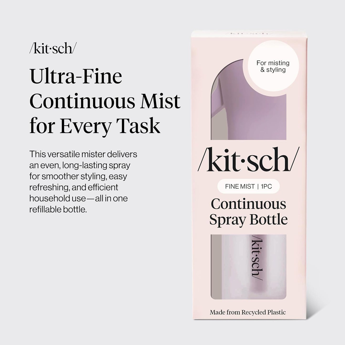 Kitsch Sprühflasche für Haare – Kontinuierlicher Wasserzerstäuber mit ultrafeinem Sprühnebel für Hairstyling, Barbiere, Salons, Reinigung, Pflanzen, vielseitige Sprühflaschen – Aus recyceltem Kunststoff – Terrakotta, 150 ml