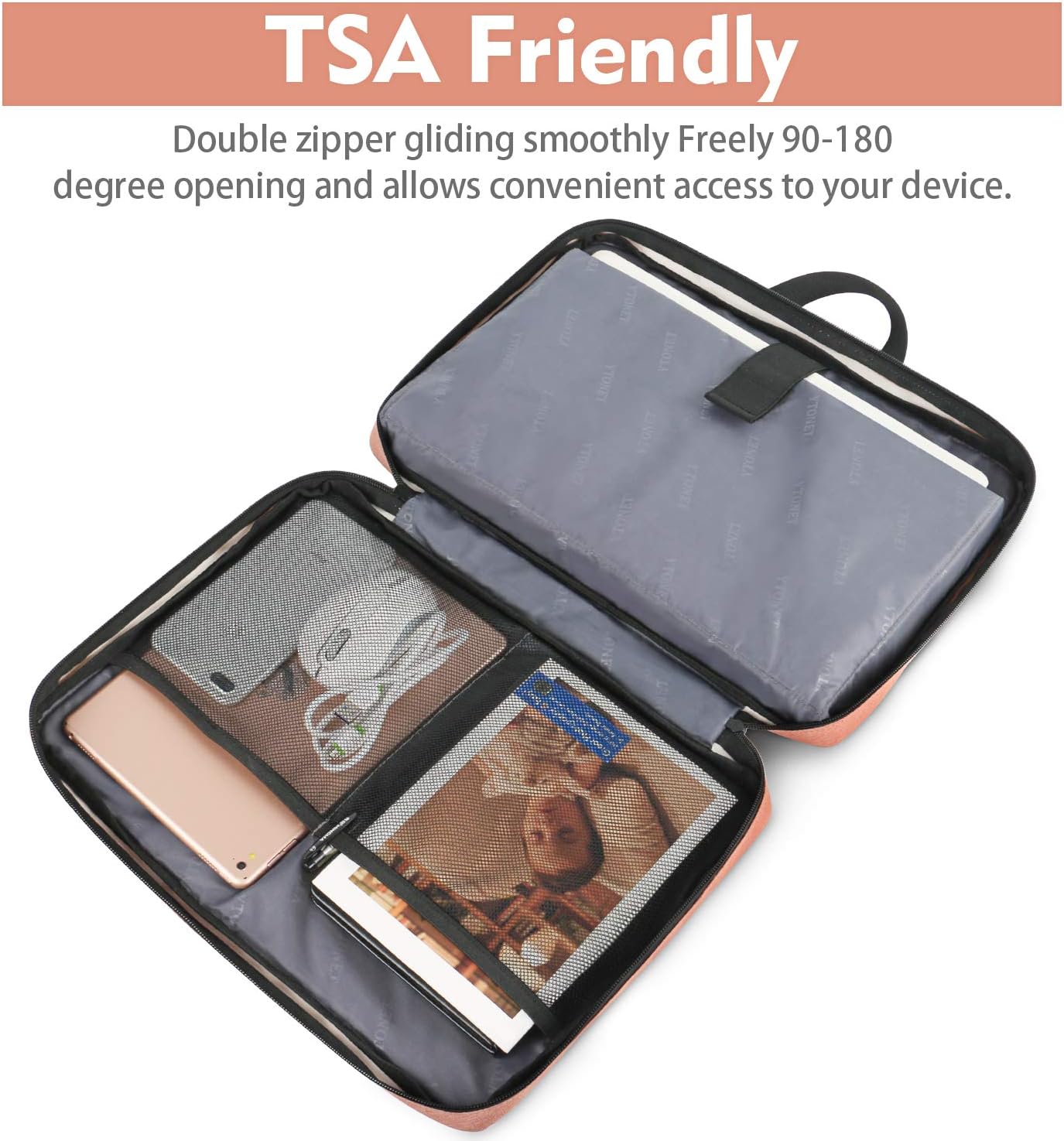 Funda para portátil Ytonet, bolsa para portátil TSA de 15.6 pulgadas, funda para portátil resistente al agua, bolsa de transporte para ordenador compatible con portátiles Lenovo, HP, Dell, Asus, regalos para hombres y mujeres, gris