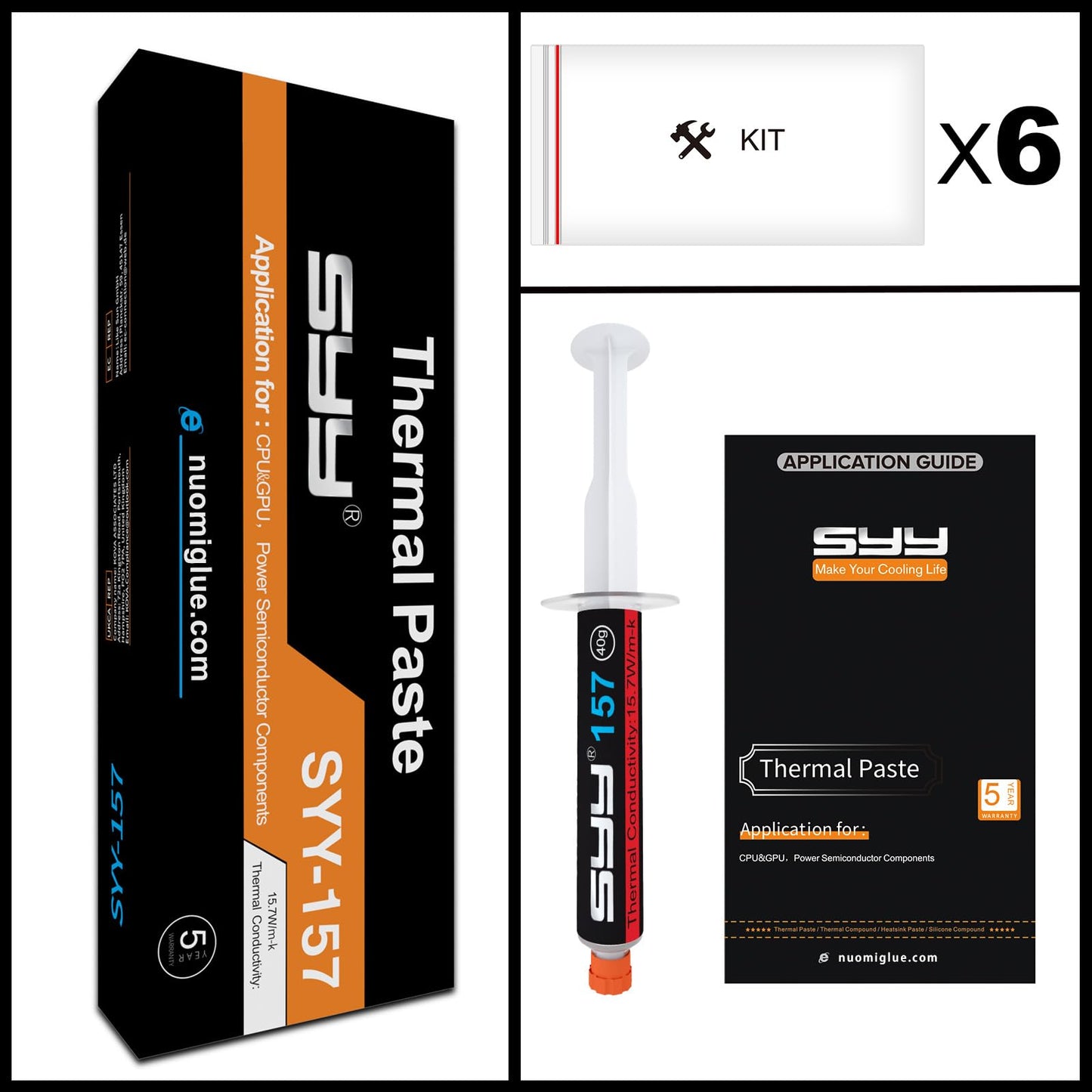 SYY Wärmeleitpaste mit Werkzeug-Set, 4 Gramm CPU Paste Wärmeleitpaste Kühlkörper für IC/Prozessor/CPU/GPU/alle Kühler