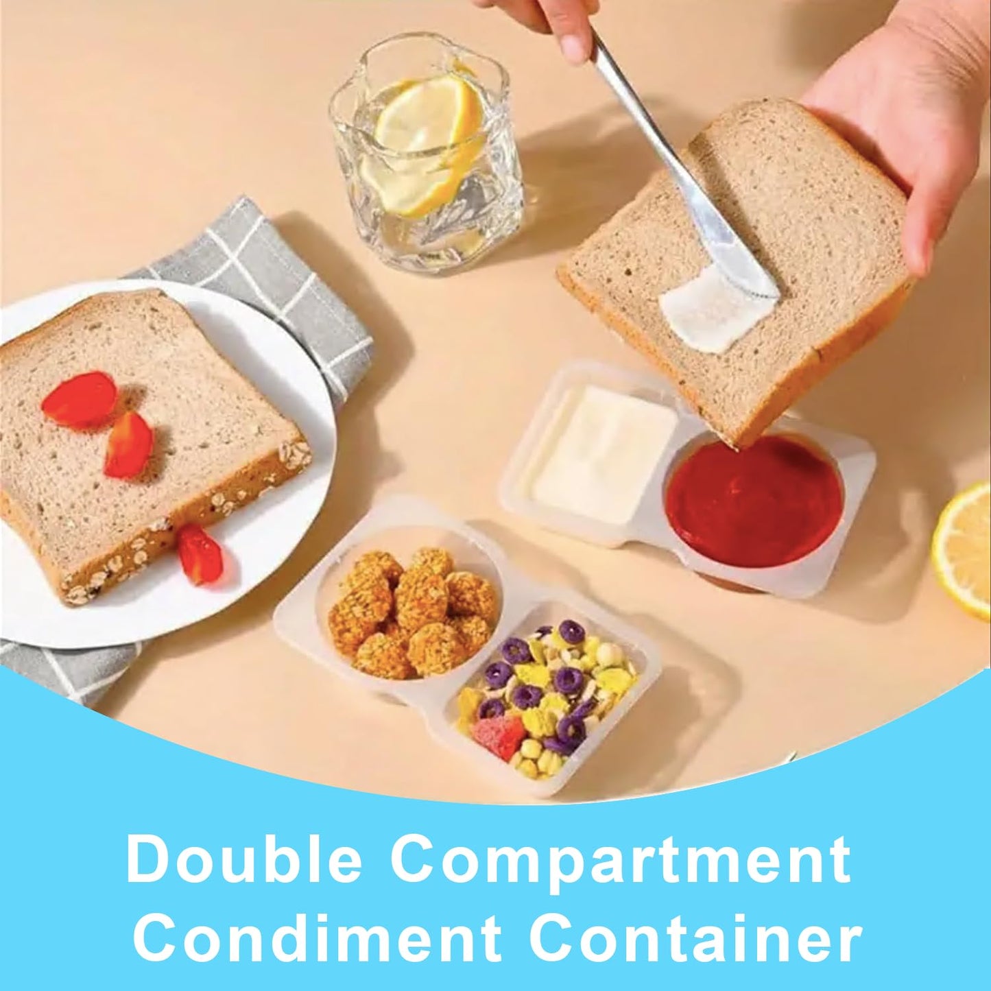 2 Pack Snackle Box –Air Tight Snack Containers with Divided, Lids&Handle –Clear Serving Tray for Fruits, Candy, Nuts –Portable for Travel, Parties, Daily Use (8 Containers Dishwasher Safe)