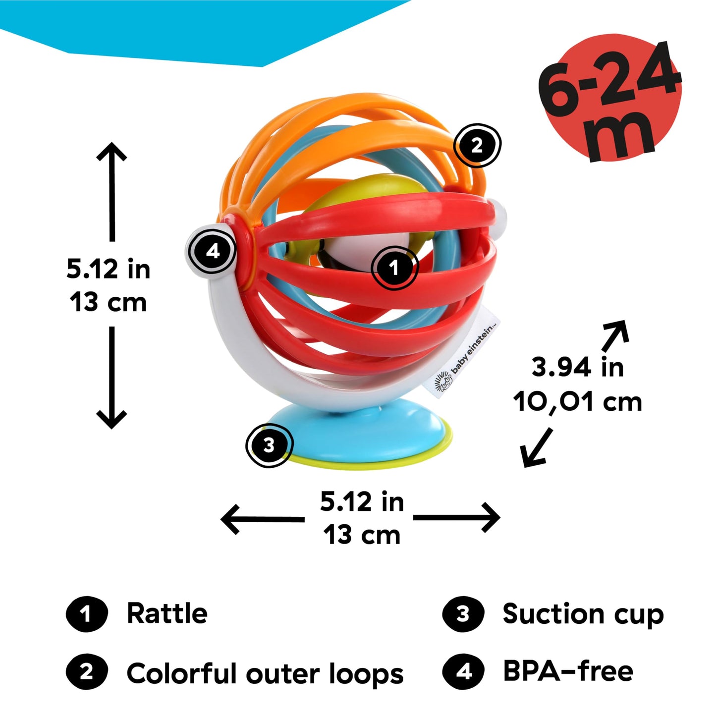 Baby Einstein Sticky Spinner BPA-freies Hochstuhl-Aktivitätsspielzeug, 3 Monate+