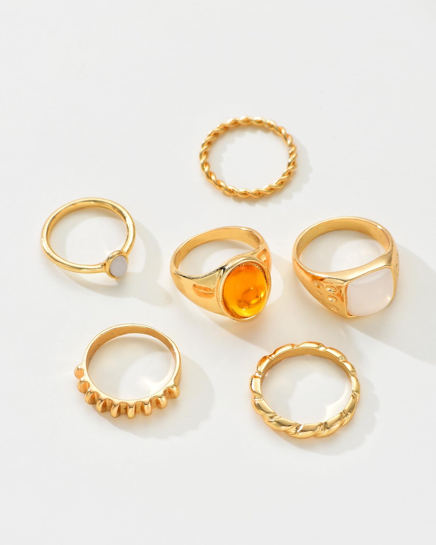 FAXHION 24-60 Pcs Gold Stackable Rings for Women, Knuckle Rings Chunky Gold Ring Set Dainty Stacking Cute Rings, Multiple Sizes Cute Jewelry Set Gift