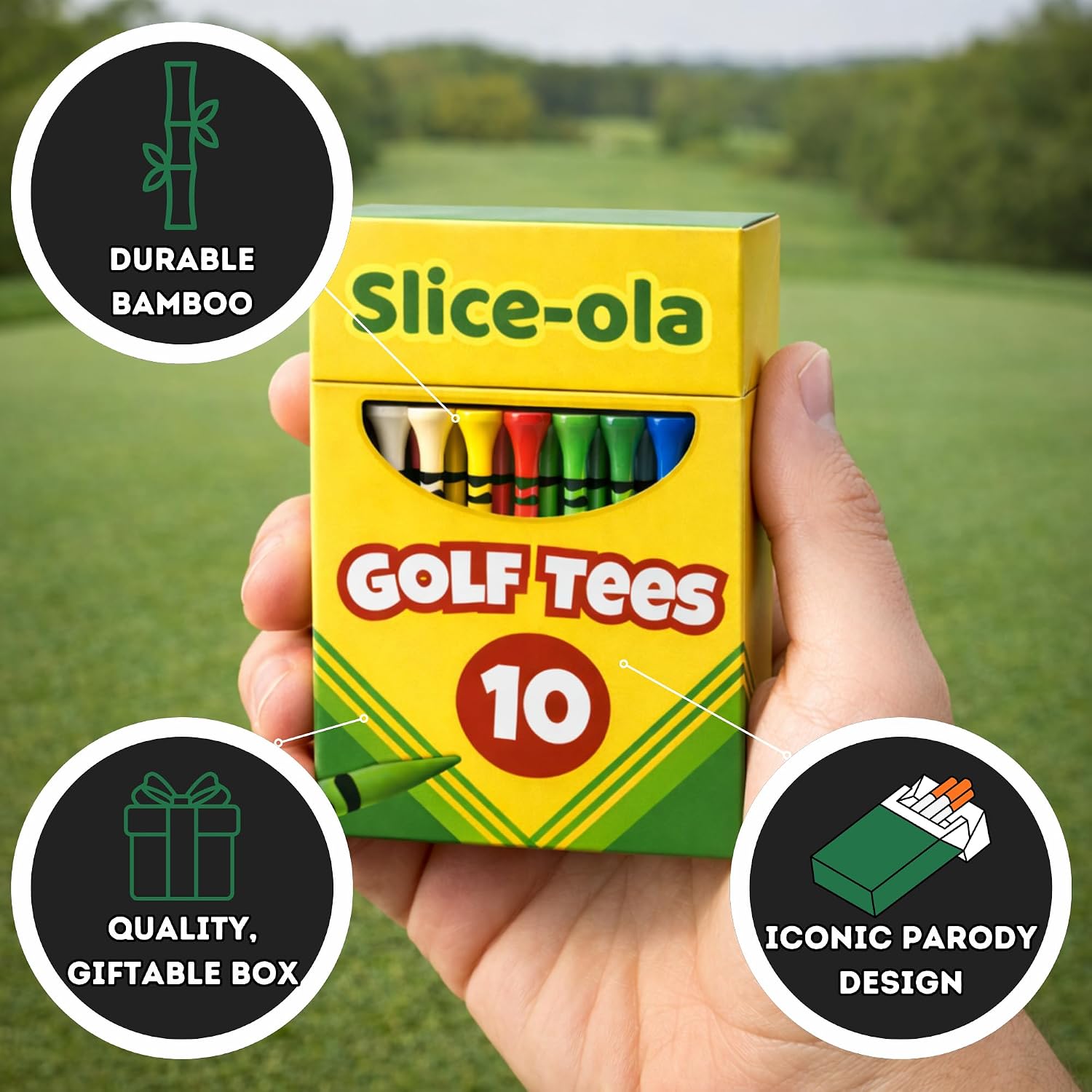 Funny Golf Tees | Novelty Box, 3.25" Wooden Tees | Iconic Packaging | Funny Golf Accessory for Golfers
