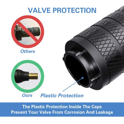 CKAuto Tire Valve Stem Cap, Black, 4 pcs/Pack, Anodized Aluminum Valve Stem Cap Set, Corrosion Resistant, Ideal for Cars, Trucks, and Bicycles