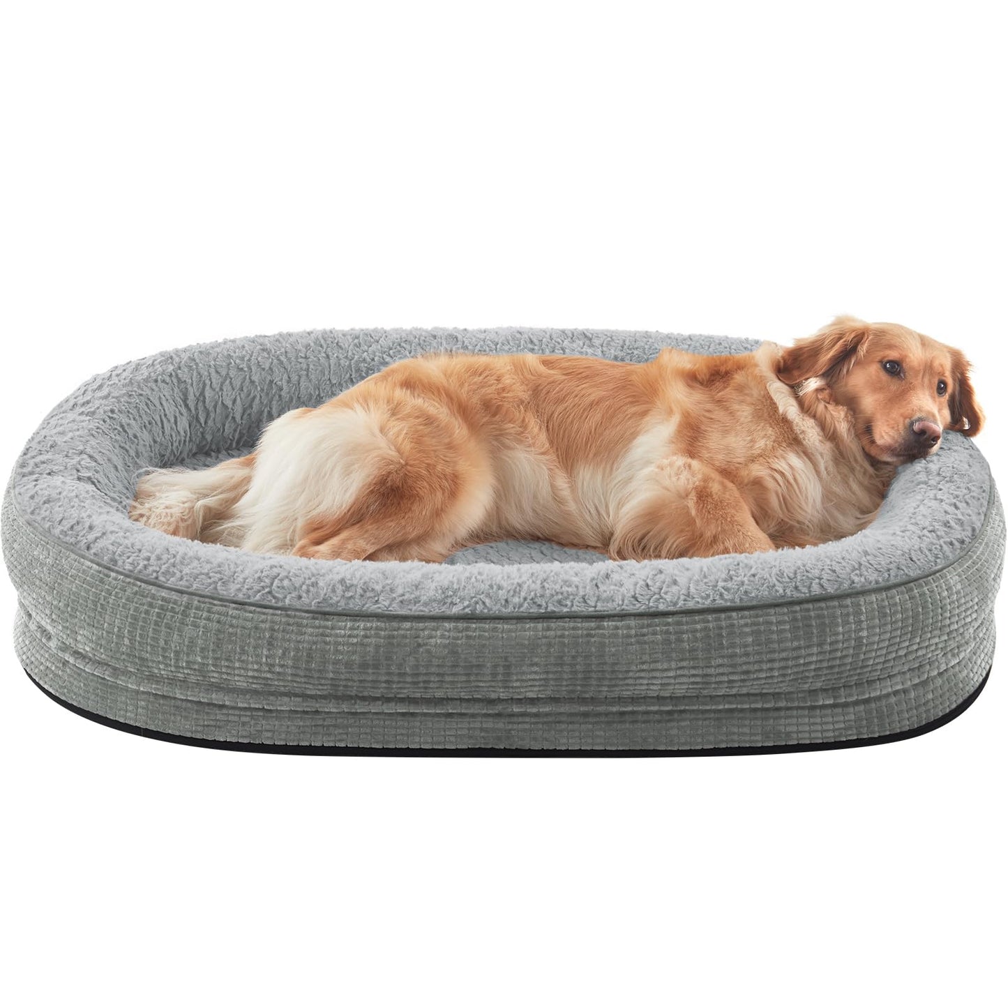 JOEJOY Orthopedic Dog Beds Large Sized Dog, XL Egg-Crate Memory Foam Pet Couch Bed with Bolster Sides, Waterproof Lining, Removable Washable Cover & Non-Slip Bottom, Brown